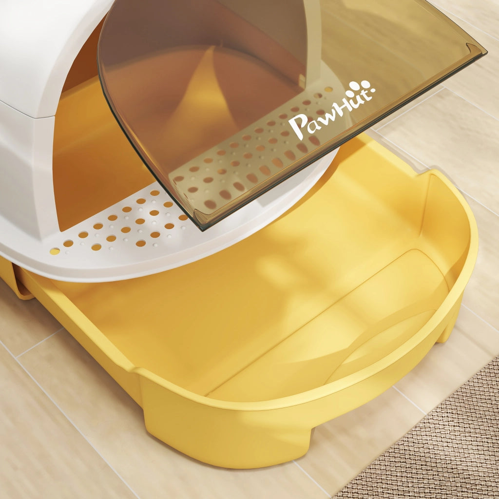 Lettiera per Gatti con Coperchio ¨C Xylo ¨C Porta Traslucida Manico 40,5x52x39cm Giallo
