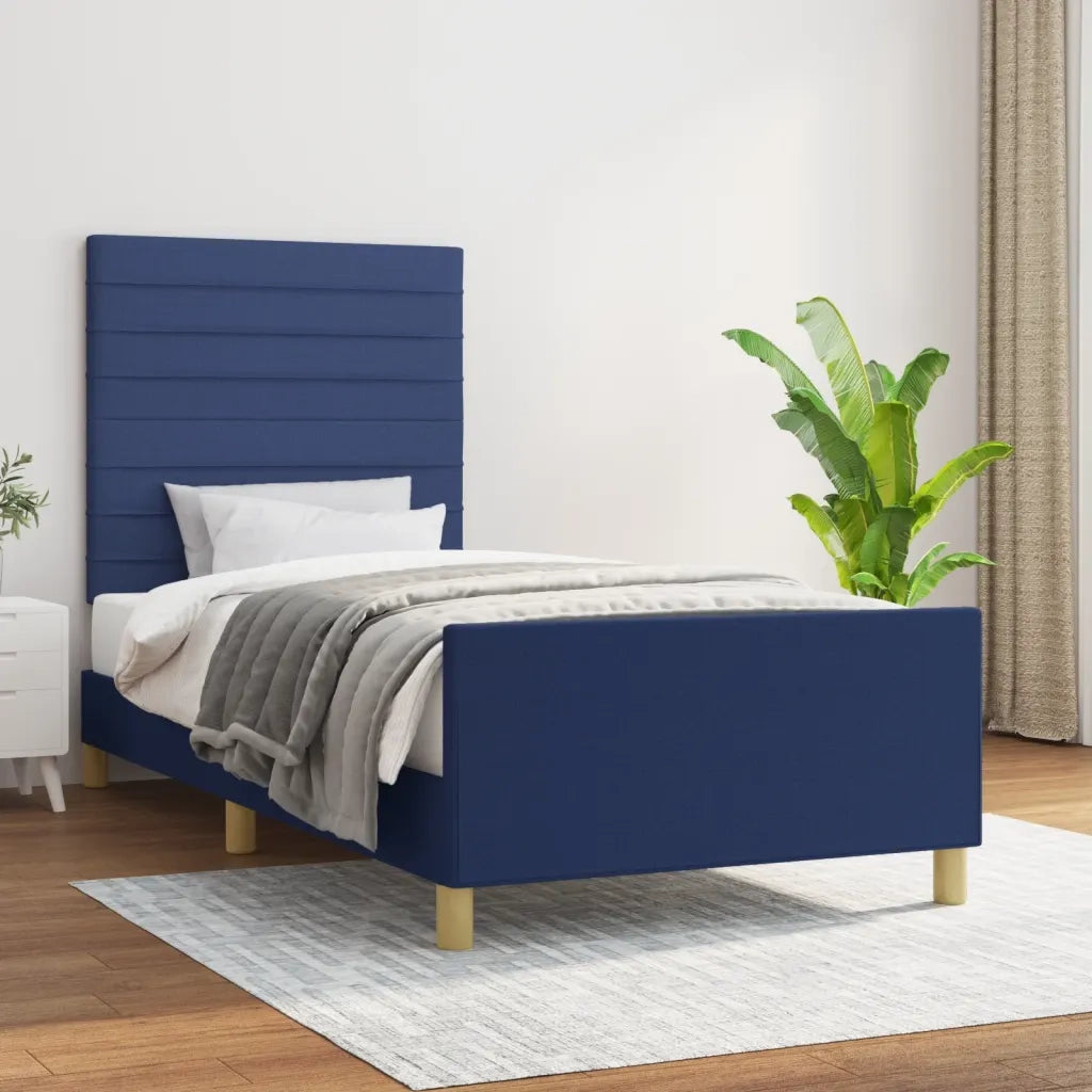 Giroletto senza Materasso-Struttura Letto Blu 100x200 cm in Tessuto 122955