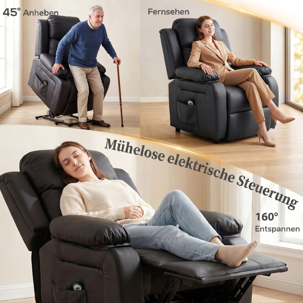 Poltrona elettrica reclinabile con poggiapiedi e telecomando ¨C Minimal ¨C 76x90x105 cm nero