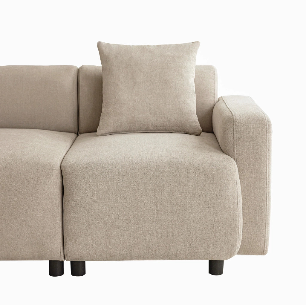 Sofa 211x67x71 cm con seduta extra ampia in chenille beige