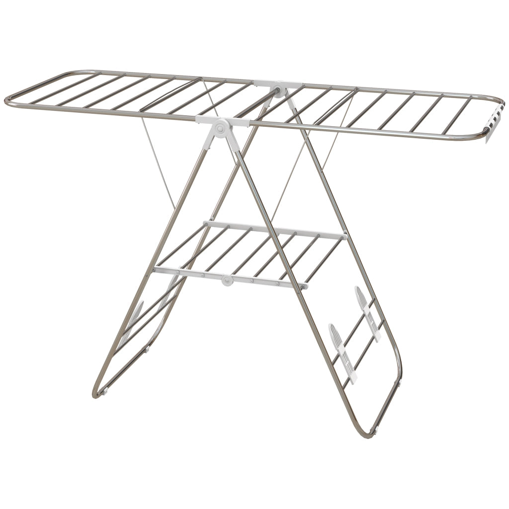 Stendibiancheria Pieghevole 2 Livelli Regolabile ¨C zephmum ¨C Grigio 148x60.5x98 cm