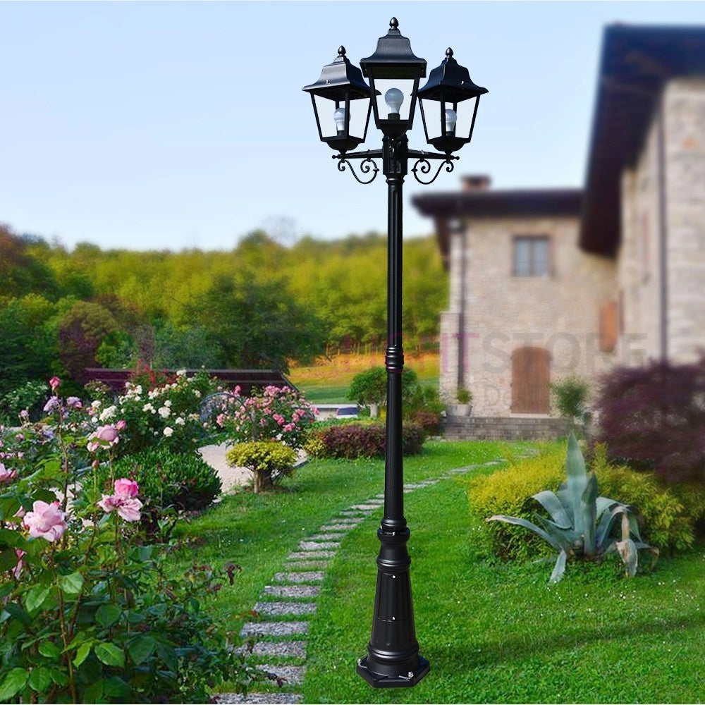 ARYEL Lampione h.218 a 3 luci per Esterno Lanterne Classiche Quadrate