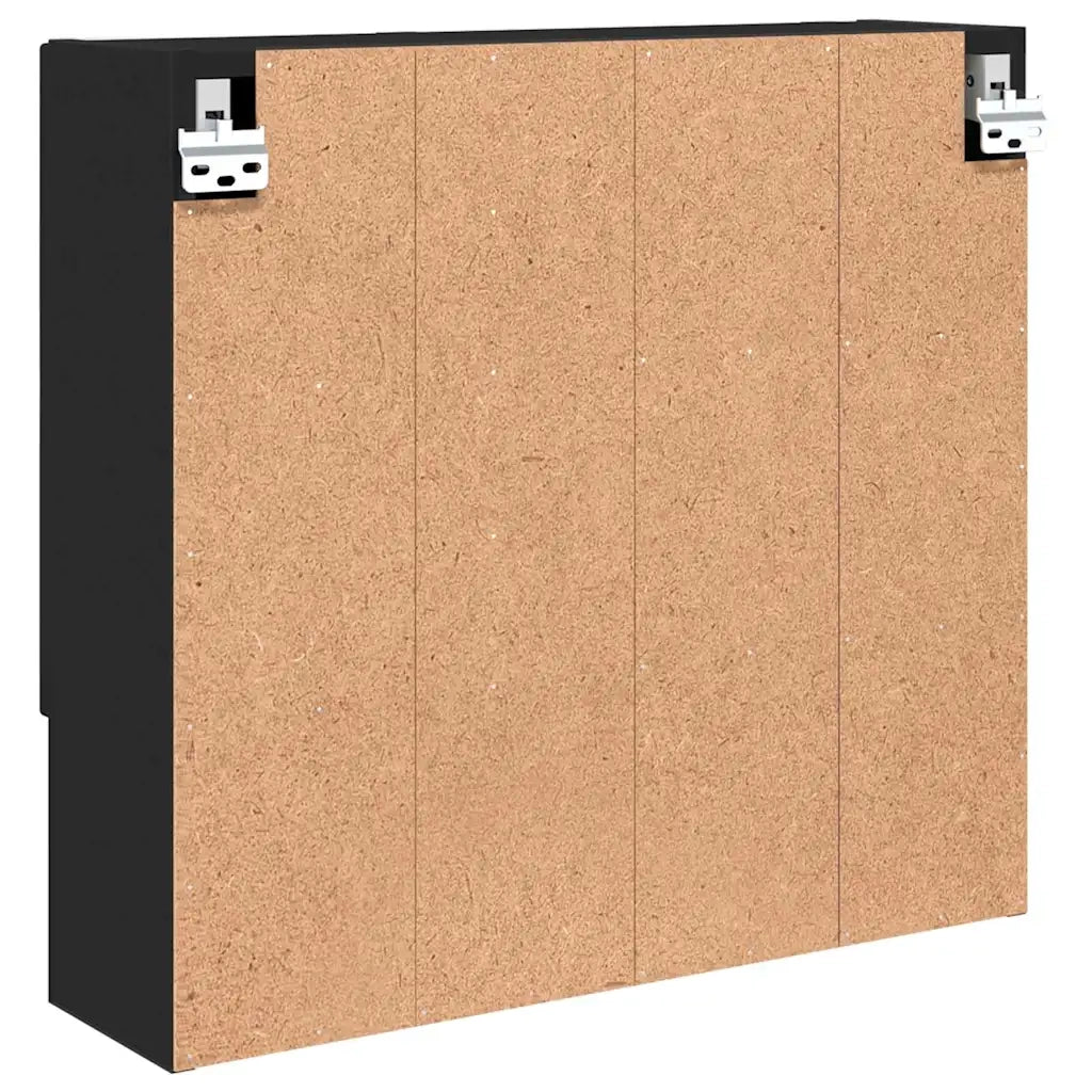 Mobiletto per Specchio | Armadio da bagno Nero 59 x 17 x 55 cm Legno multistrato