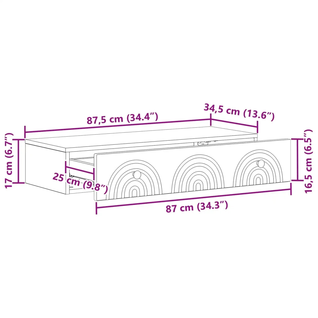 Tavolino da Parete Laterale | Tavolo laterale | Tavolino Rovere Sonoma 87,5 x 34,5 x 17 cm