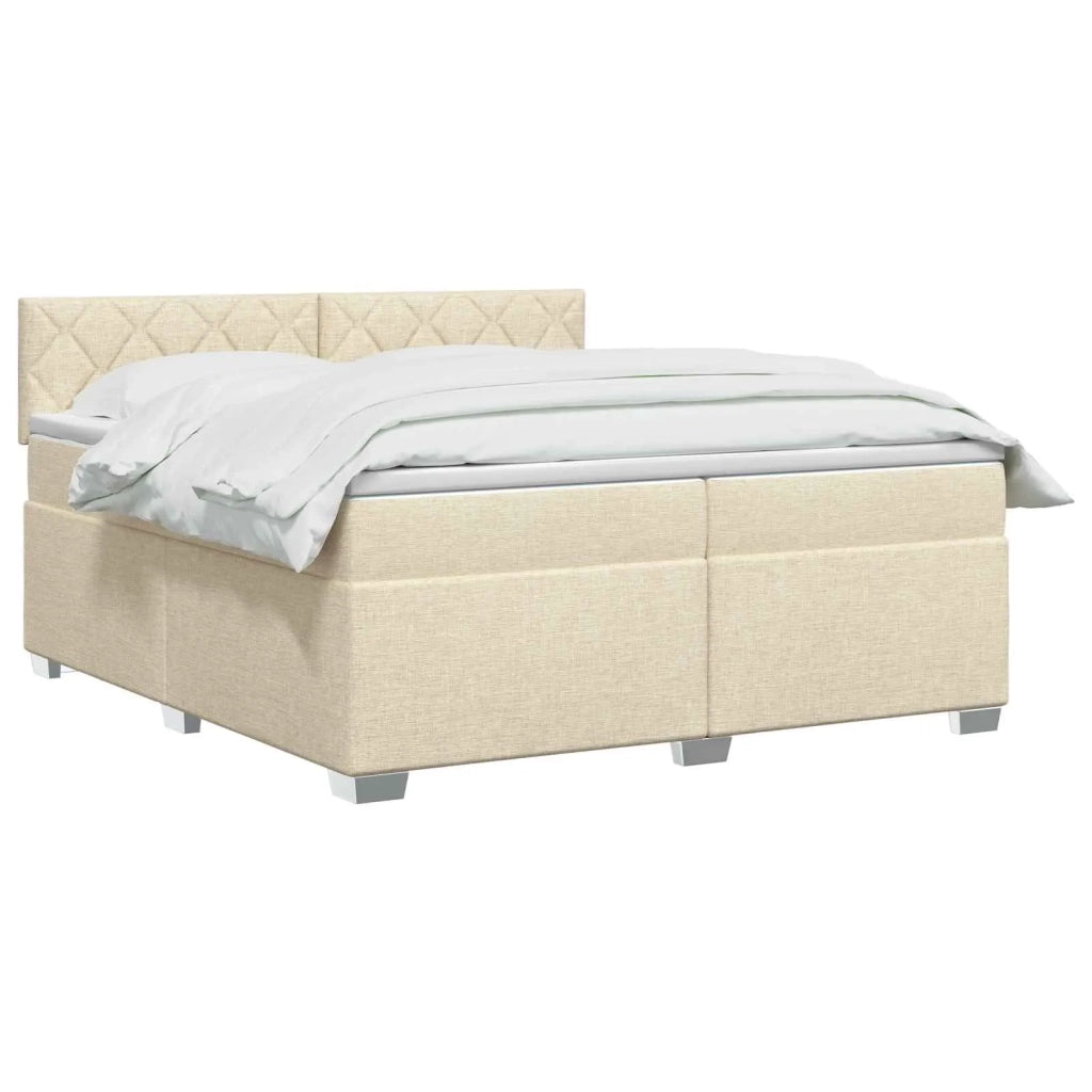 Letto con Box Spring, Materasso e LED Crema 200 x 200 cm 3452034