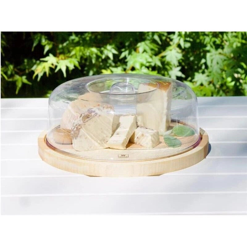PORTA FORMAGGIO REALIZZATO IN LEGNO DI FAGGIO TONDO DIAMETRO 26,5 CM CAMPANA IN PLASTICA