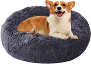 Letto per animali Deluxe, per gatti e piccoli e medi cani, facile da pulire, letto per animali a forma di donut, 60 cm, grigio