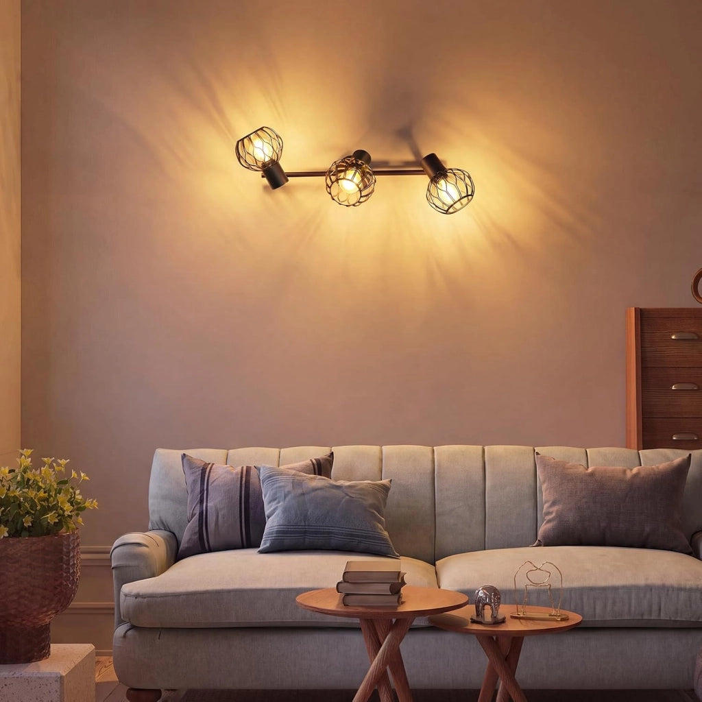 ZMH Faretto da Soffitto 3 Luci Nero E14 Metall Orientabile 350¡ã per Cucina Soggiorno Corridoio Senza Lampadina