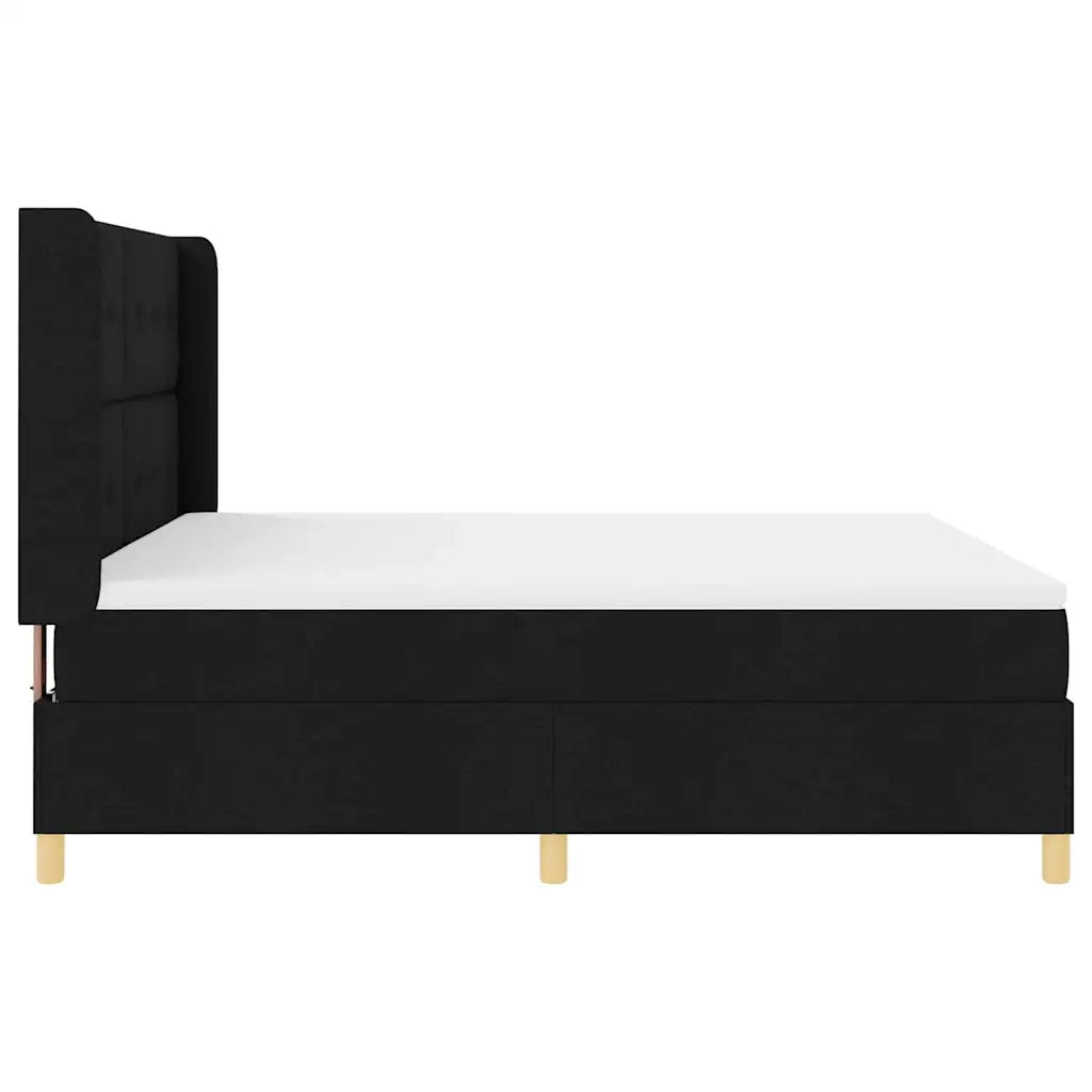 Letto a molle con materasso Nero 140 x 200 cm Tessuto