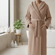 Satotite, Accappatoio 100% Cotone con Cappuccio, Marrone Sabbia
