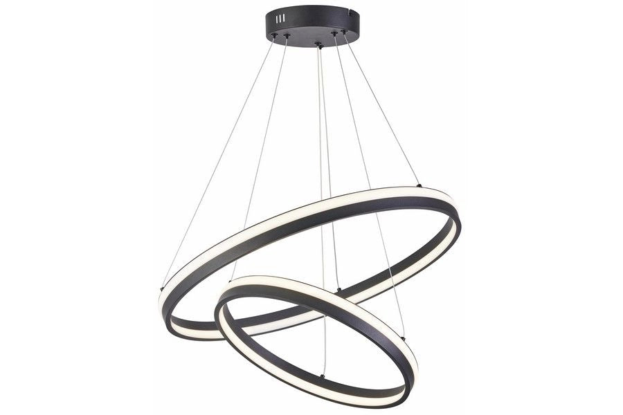 Lampadario LED Reality Proxima 2 anelli nero Ø60 64W