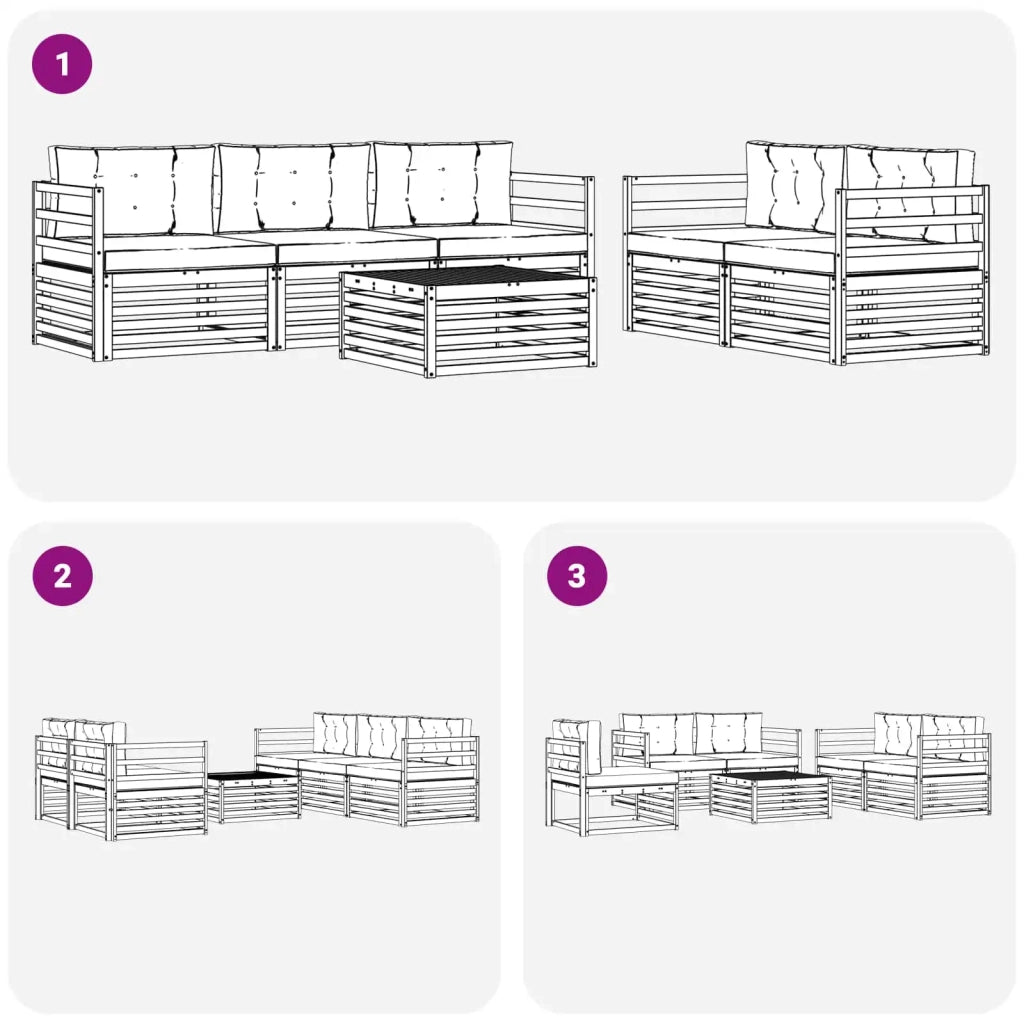 Set di divani da esterno 6 pcs Bianco e Crema 3390025