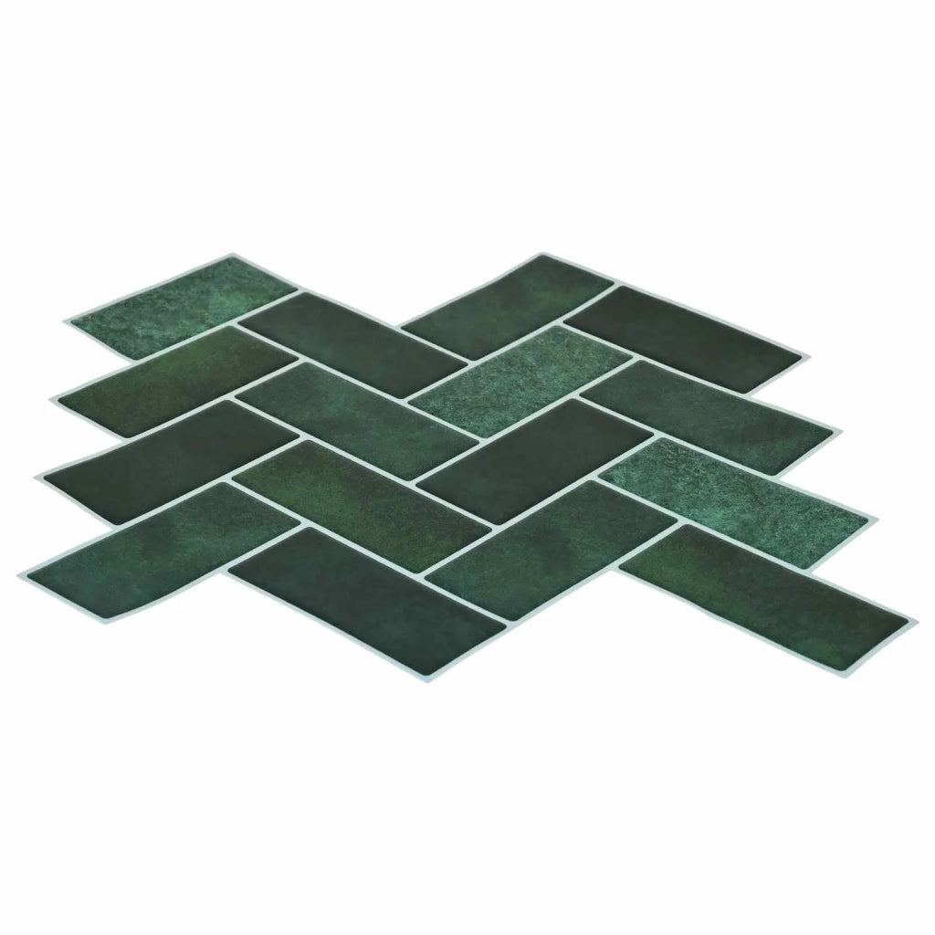Piastrella a Spina di Pesce 20 pcs Verde Scuro 30 x 30 cm 42046190