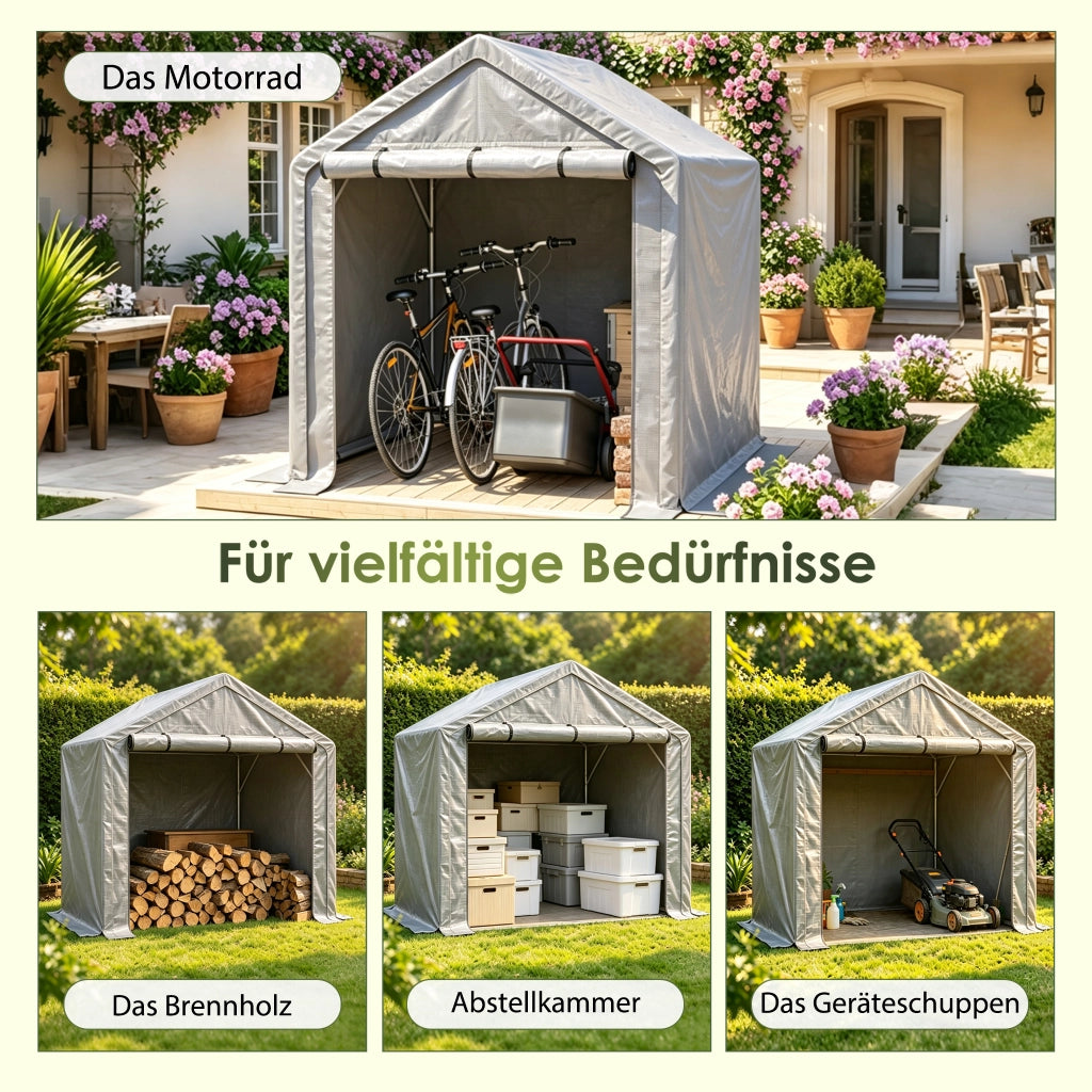 Casetta da giardino 190x170x200cm, garage per biciclette, capanno per attrezzi, tenda da garage, casetta da giardino, tenda deposito, capanno per bici