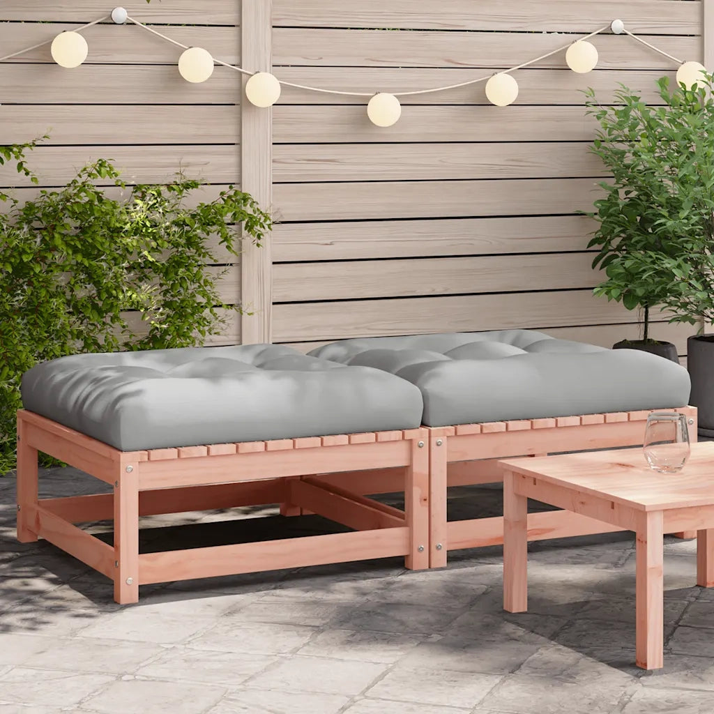 Poggiapiedi Giardino con Cuscini 2 pz Legno Massello di Douglas 838107