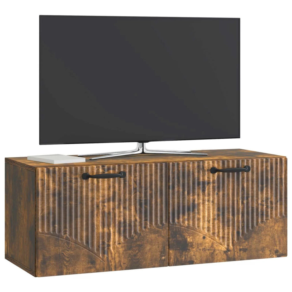 Mobile TV da Muro | Armadietto TV | Mobile Porta TV Rovere Fumo 78,5 x 31 x 30 cm