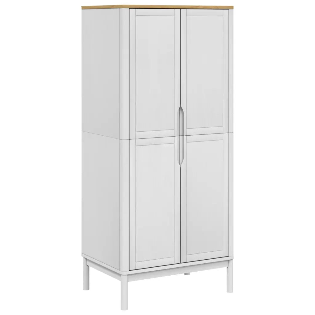 Armadio FLORO Bianco 77x53x171 cm in Legno Massello di Pino 374006