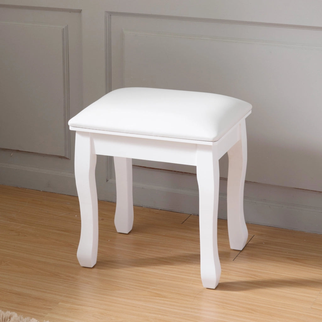 Poltrona Sgabello Imbottita ¨C MINIMAL ¨C Tessuto Bianco, Gambe Curve