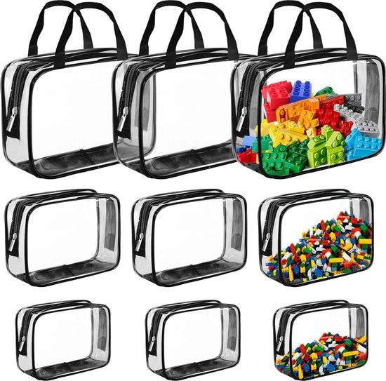 Set di 9 sacchetti di stoccaggio per giocattoli trasparenti impermeabili in PVC, tazze da bagno trasparenti in PVC senza colore