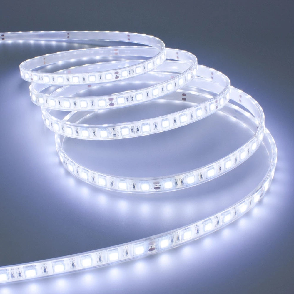 Trade Shop - Striscia Led 5 Mt Smd5050 Bianco Caldo Freddo Naturale Neutra Impermeabile 12v - -bianco Freddo    1 Ampere  -