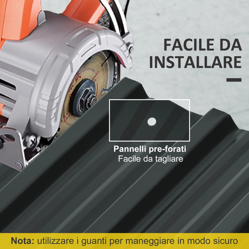 Pannelli di Ricambio per Casette da Giardino ¨C Minimal ¨C Grigio Scuro Acciaio Zincato 129x45 cm