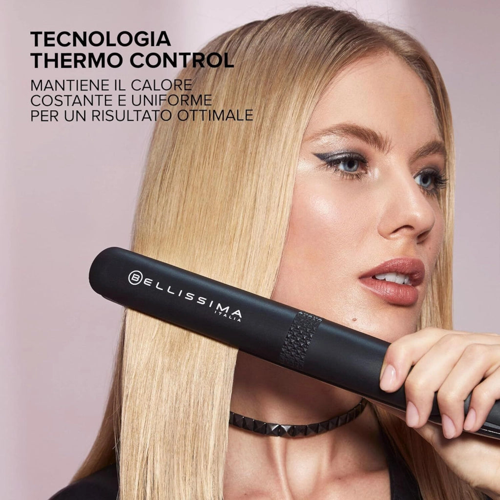 Bellissima 11874 Imetec Piastra Creativity per Capelli Lisci o Mossi con Rivestimento in Ceramica Diamond 5 Temperature Regolabili da 150 a 230°C Piastre Flottanti Riscaldamento Rapido Cavo Girevole 1,8 m colore Nero Rosa