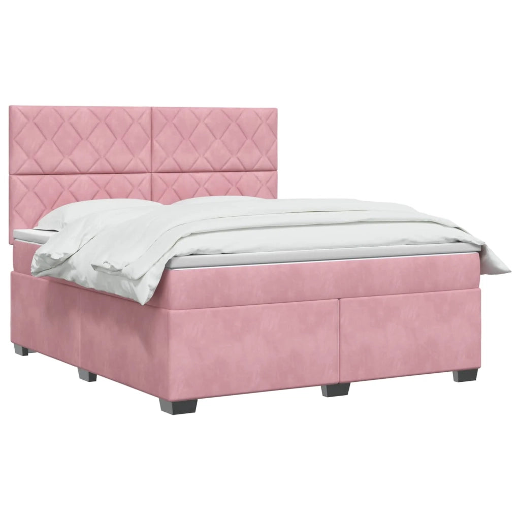 Letto box spring con materasso Rosa 140 x 200 cm Velluto 3455131