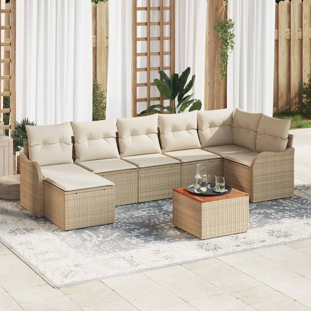 Set Divano da Giardino 8 pcs Beige e Crema polyrattan 3356153