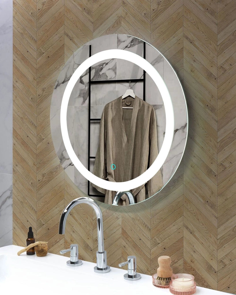 Specchio da parete a LED sospeso da 58 cm tondo moderno per il bagno per il trucco la vanità la camera da letto