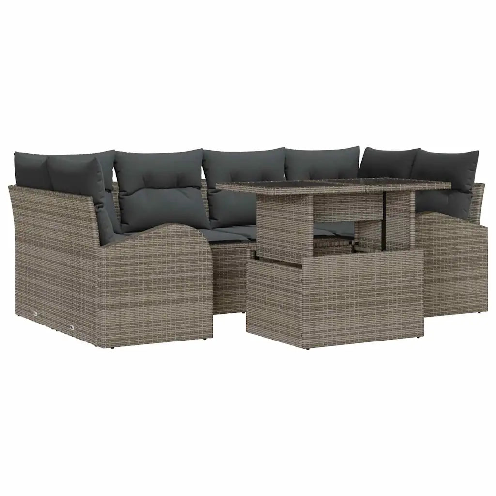 Set Divano da Giardino 7 pcs Grigio Rattan in Polipropilene 3357312