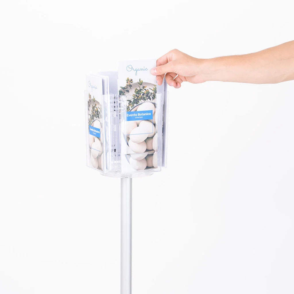 Porta depliant girevole 4 tasche 1/3 A4