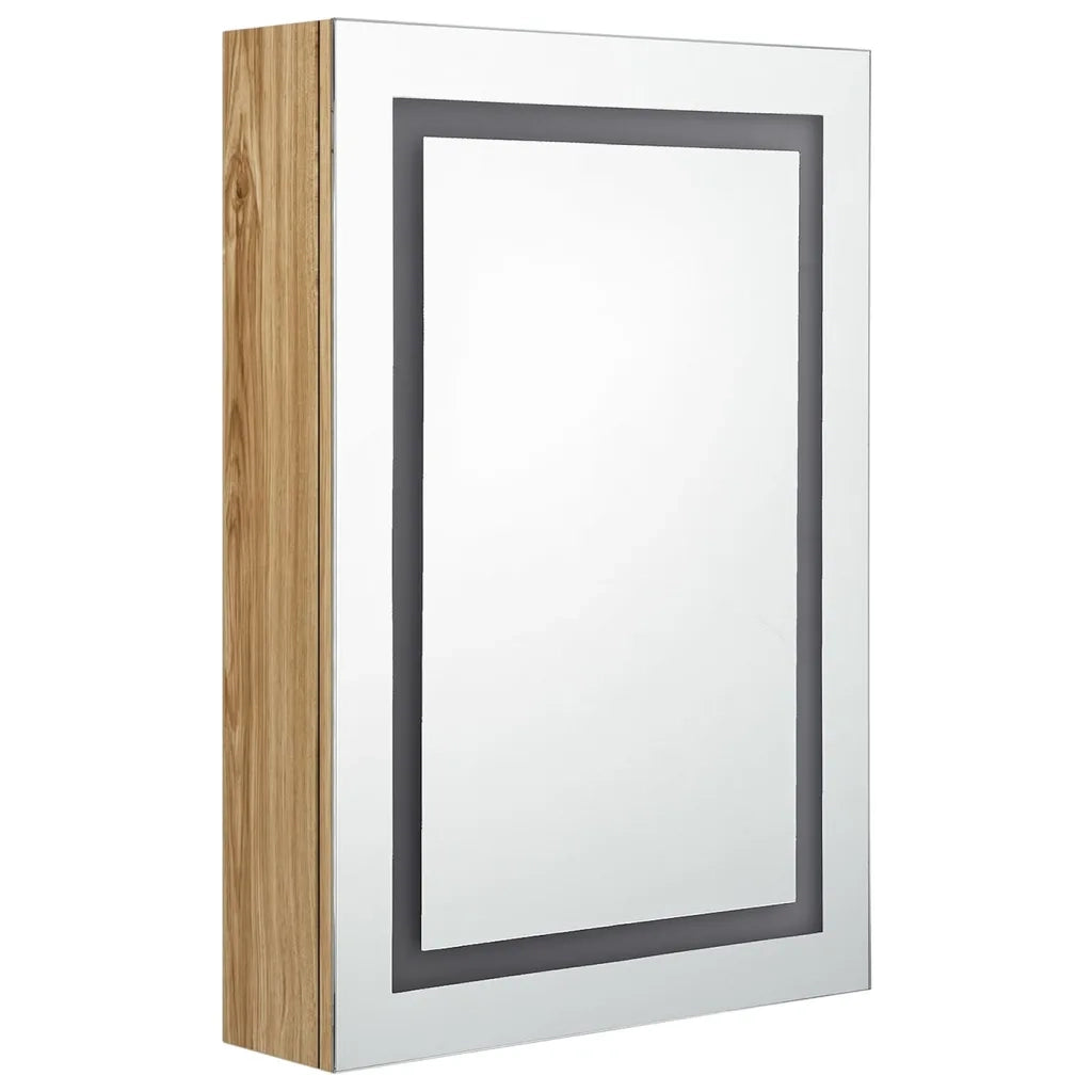 Armadietto Bagno con Specchio e LED Rovere 50x13x70 cm 326492