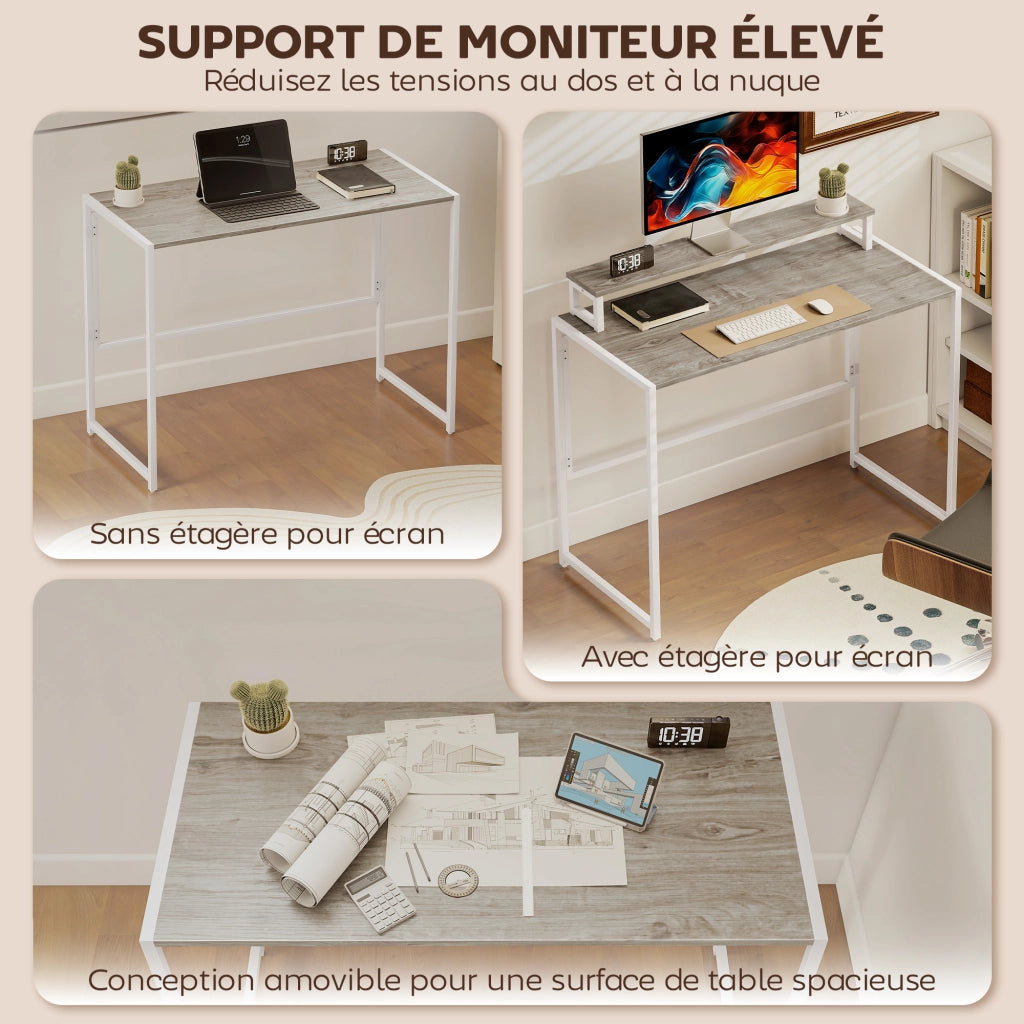 Scrivania computer pieghevole con supporto monitor ¨C Xylo ¨C Legno naturale 100x48x87,5cm