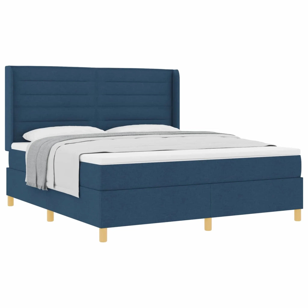 Letto a molle con materasso Blu 180 x 200 cm Tessuto
