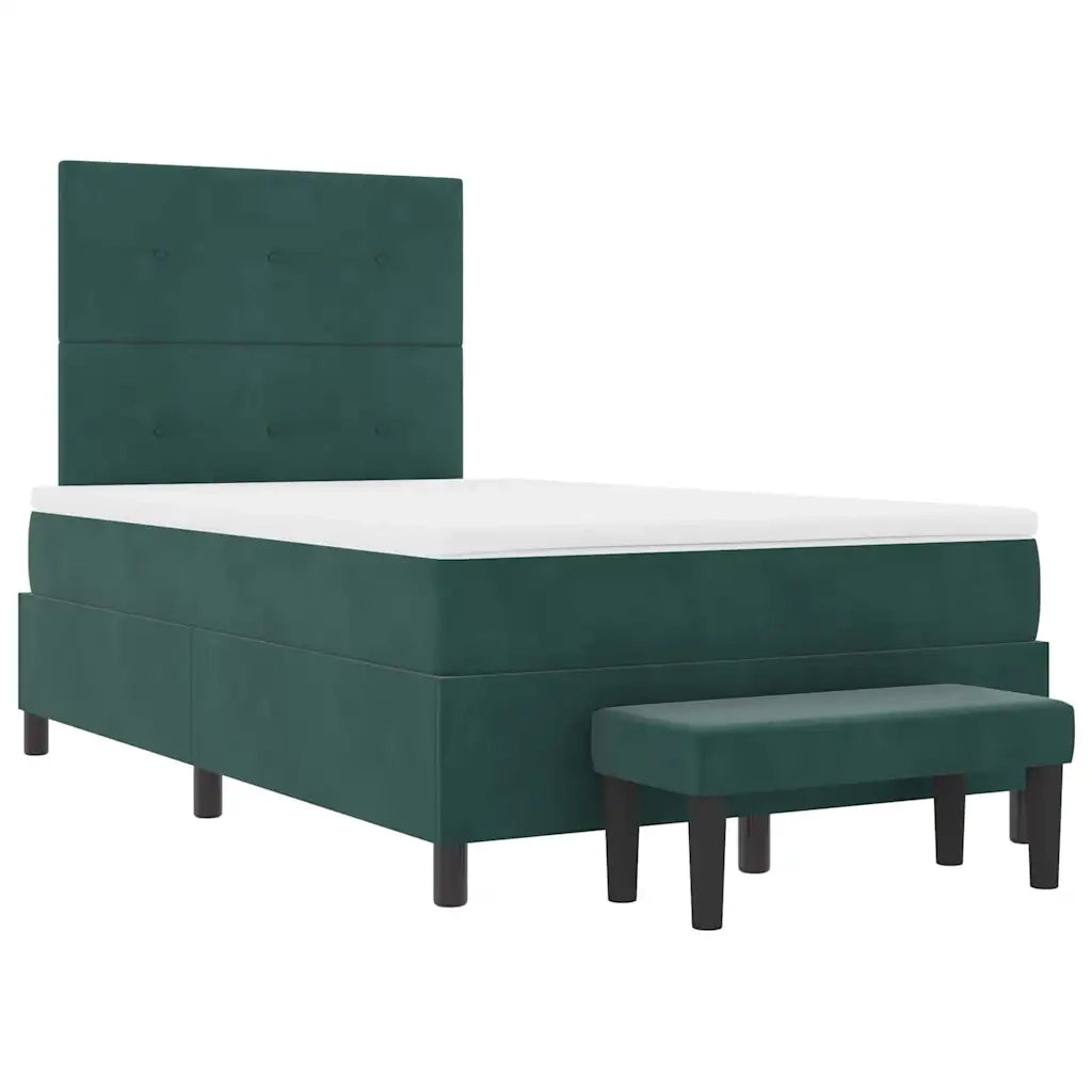 Letto a molle con materasso Verde scuro 120 x 190 cm Velluto