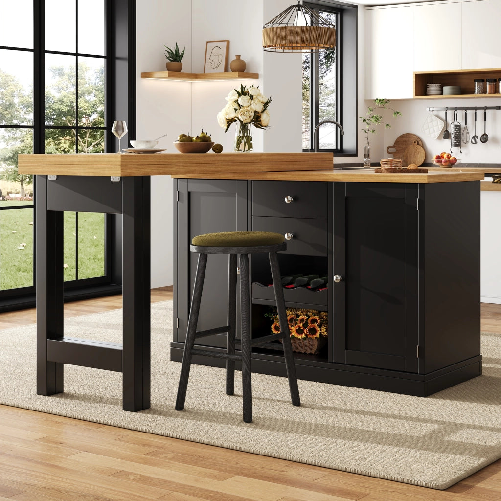TAVOLO Cucina allungabile 120-197x40x74 cm girevole 360° MDF nero