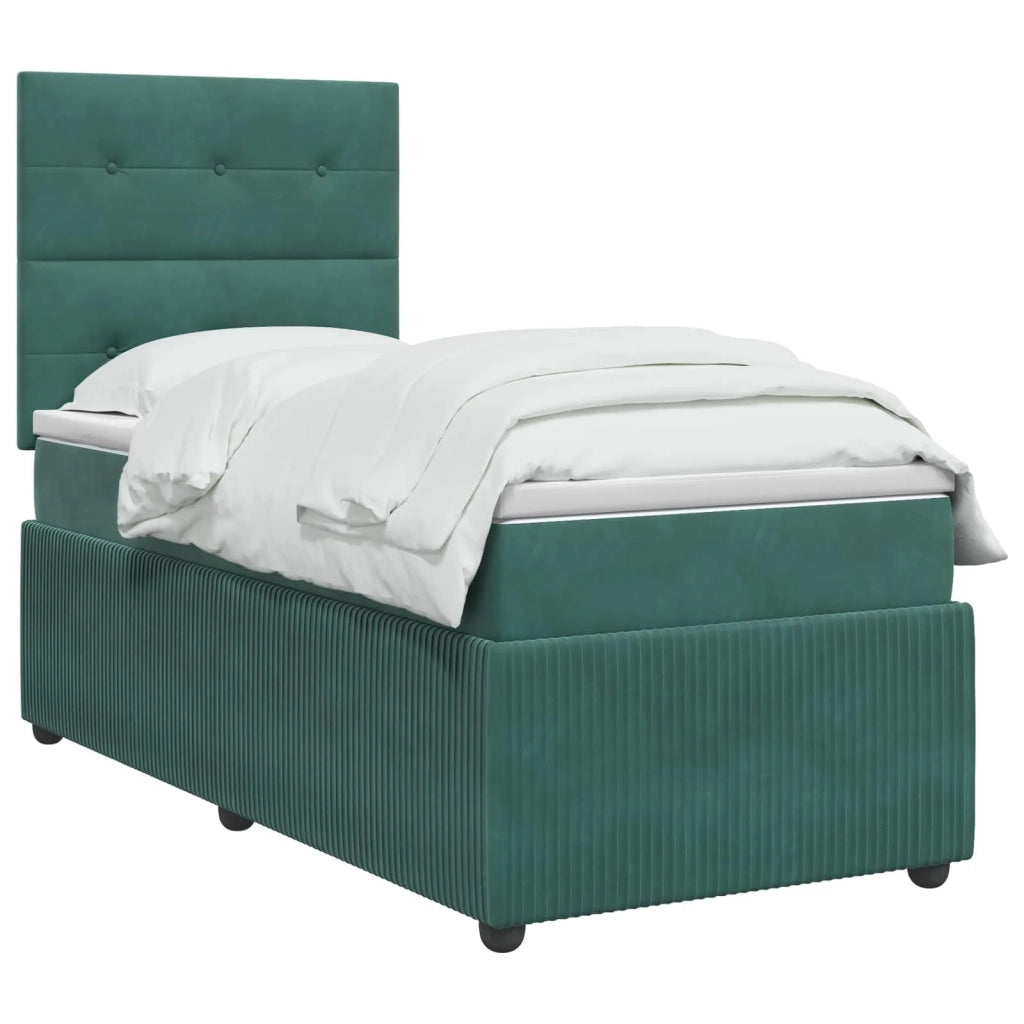 Letto Box Spring LED con Materasso Verde Scuro 100 x 200 cm 3456014