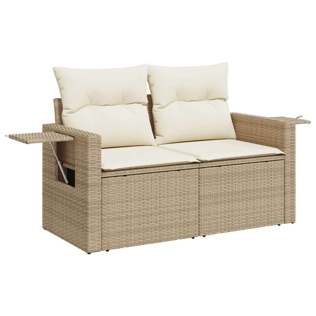 Set Divano da Giardino 5 pz con Cuscini Beige in Polyrattan 3220087