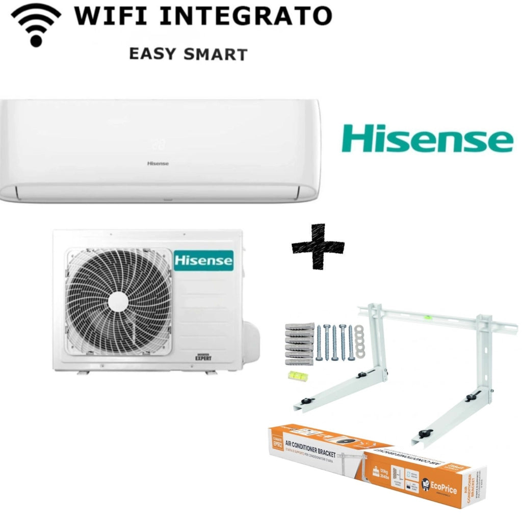 Hisense Easysmart 12000 BTU R32 Wi-Fi integrato+EcoPrice Staffa Universale