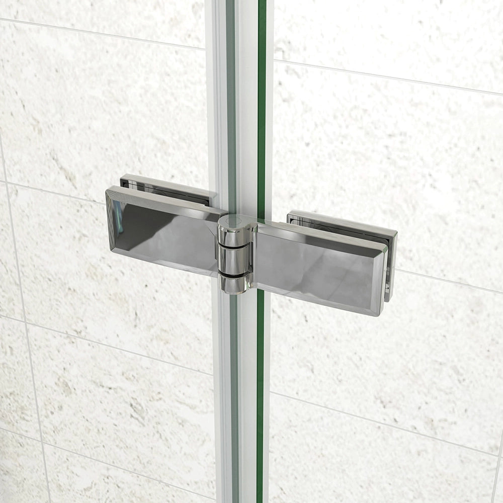 185 cm Box Doccia a Tre Lati Porta Pieghevole a Libro 90 cm Doppia Parete Fissa 70 cm Vetro da 6 mm Temperato Anticalcare Barra Stabilizzatrice 45 cm Cromo Lucido