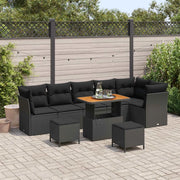 Set Divano da Giardino con cuscino 9 pcs Nero 90 x 55 x 71 cm