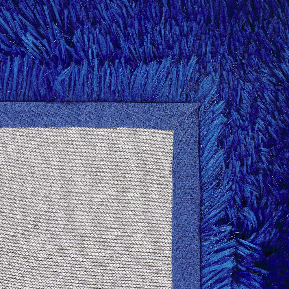 Tappeto Shaggy Tappeto a pelo lungo Solido Poliestere Blu Rettangolare 80 x 150 cm
