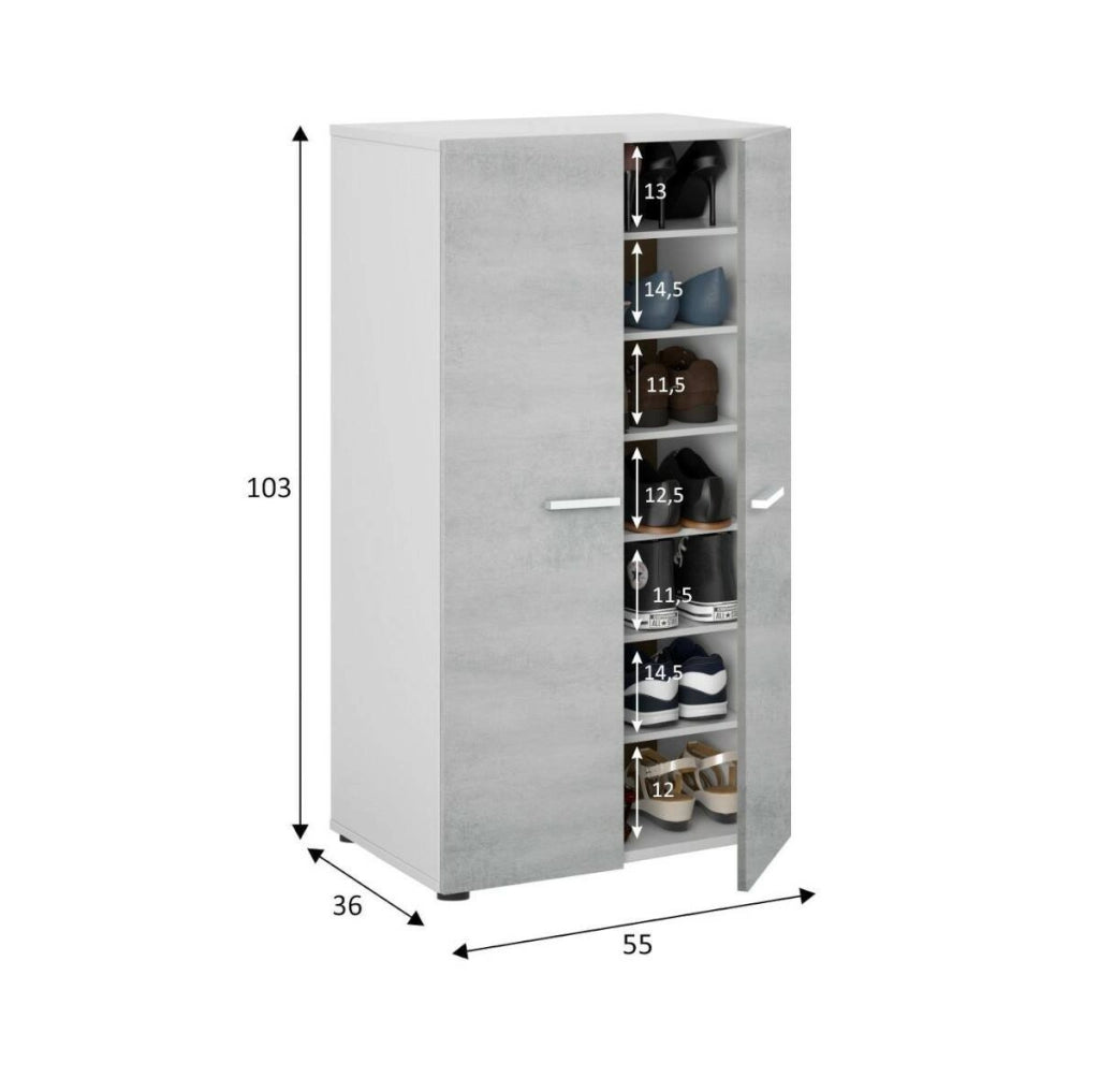Arful, Armadio Multiuso 2 Ante 6 Ripiani, 75x101h cm Bianco