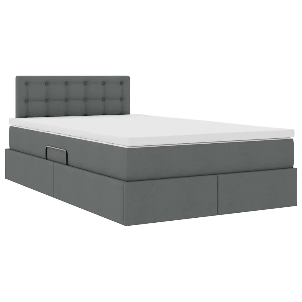 Letto con contenitore e LED Grigio scuro 120 x 200 cm Tessuto 3371263