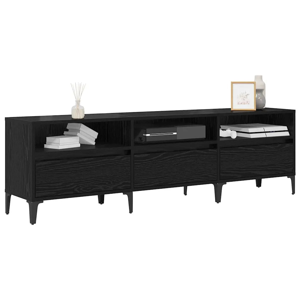 Mobile TV con cassetto-Credenza TV-Console TV Rovere Nero 150 x 30 x 45 cm