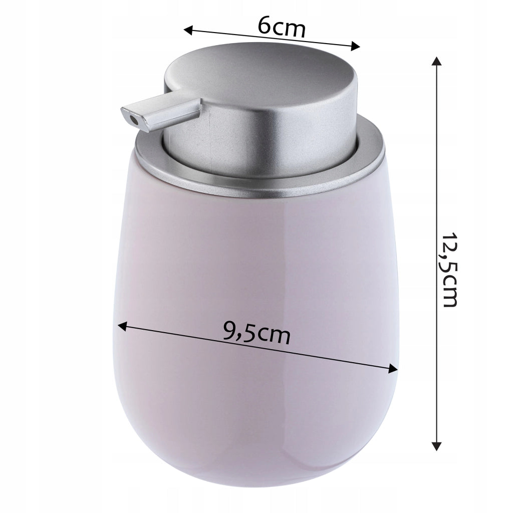 Dispenser di sapone liquido KADAX, contenitore da 400 ml in ceramica rosa.