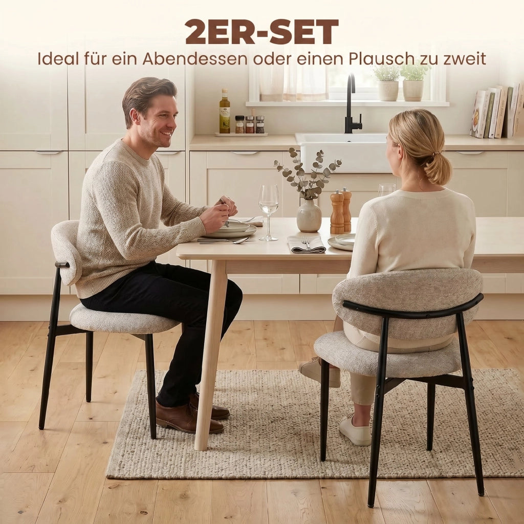 Sedia da pranzo imbottita ¨C Minimal ¨C Beige, metallo