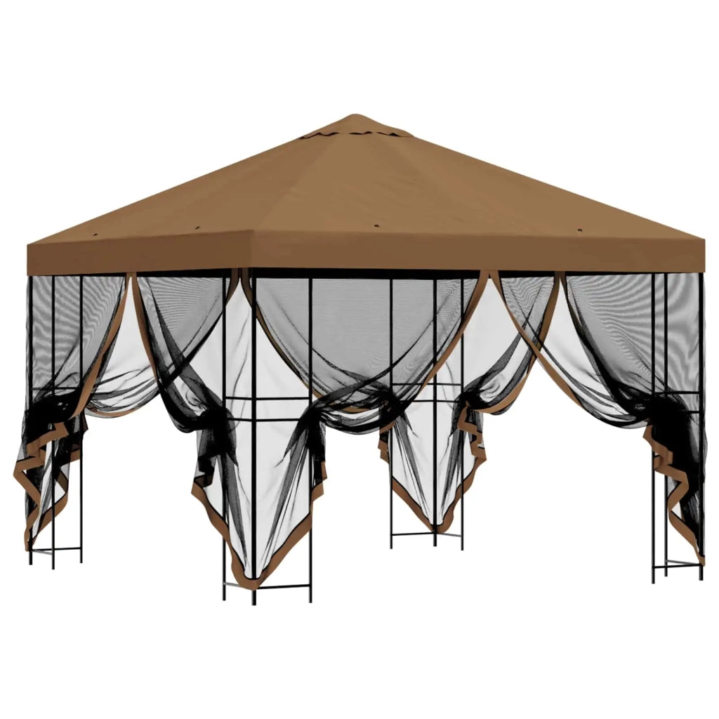 Gazebo da giardino con pareti laterali 3 x 3 m Beige 900337