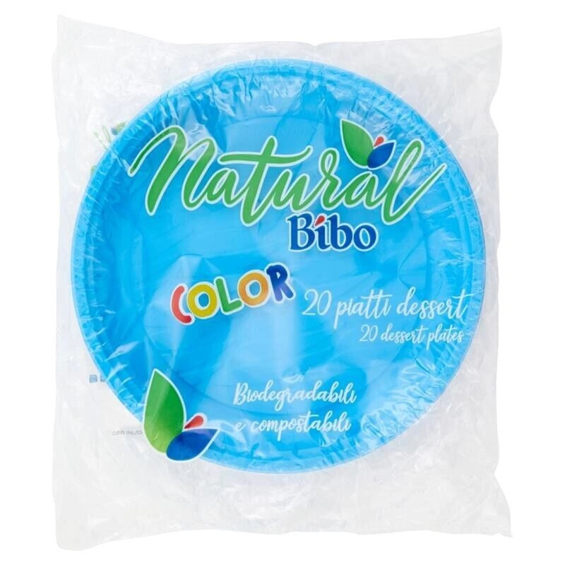 MAURY'S BIOPLASTIC PIATTI DESSERT DIAMETRO 17 CM 20 PEZZI IN COLORAZIONE AZZURRA