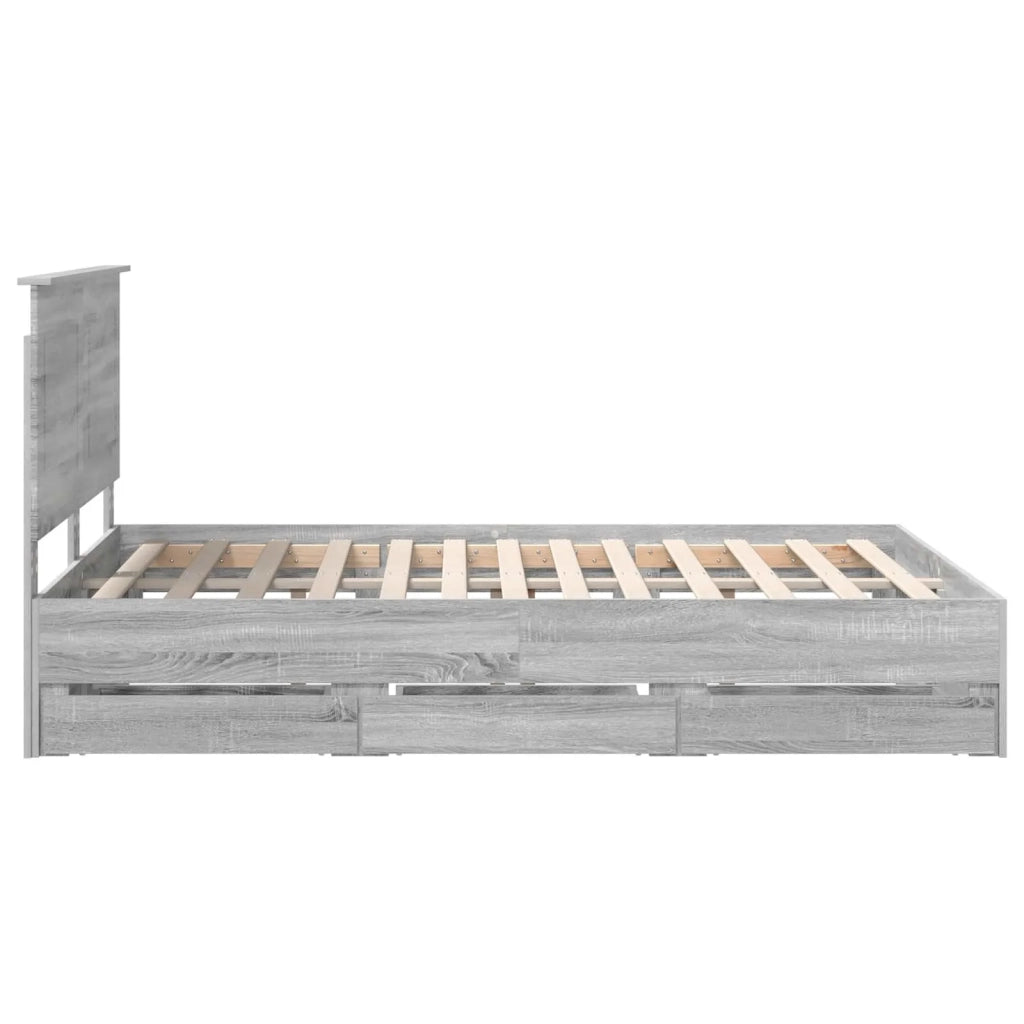 Letto matrimoniale | Letto per adulti | Struttura del letto con cassetto Grigio Sonoma 150 x 200 cm